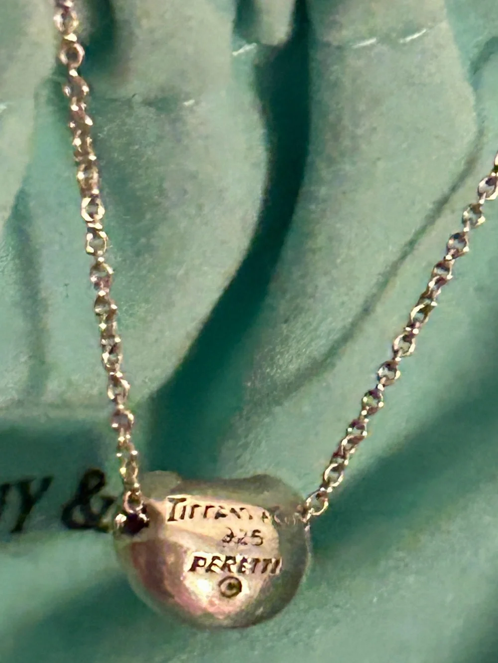 Tiffany & Co. Sterling Silver Bean Pendant Necklace - Silver